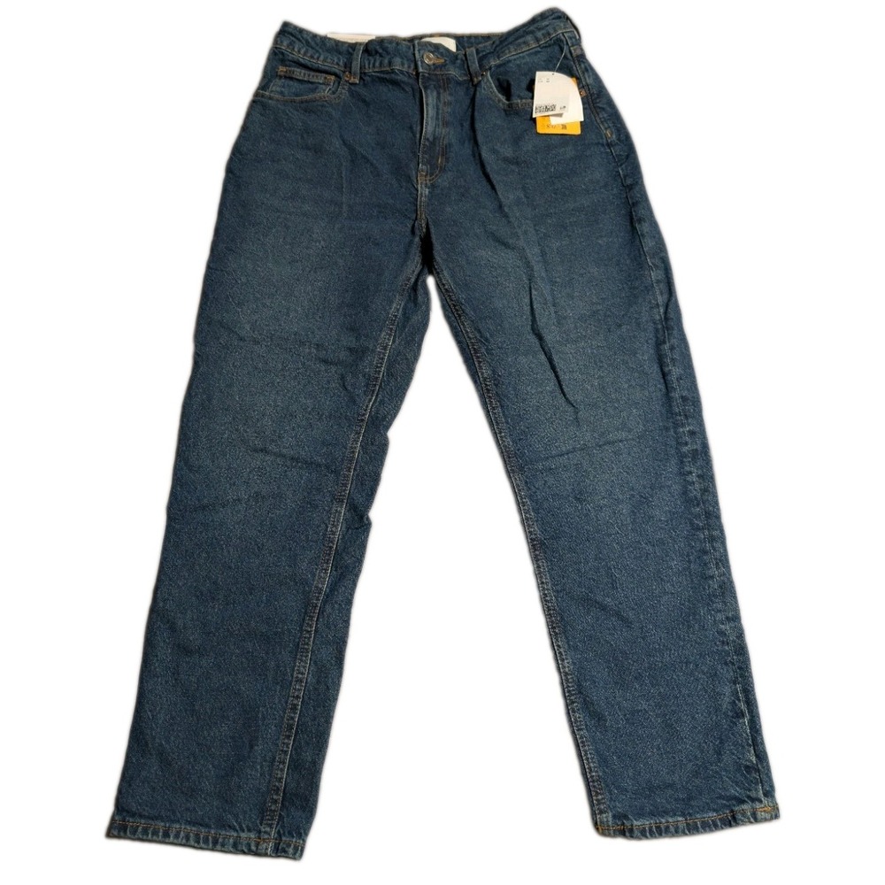 H&M Mom Jeans Womens 12 Blue High Waist Relaxed Tapered Ankle Denim NWT